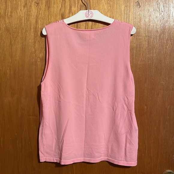 •PINK POODLE•PINK SCOOP NECK DETAIL RAYON/NYLON BLEND TANK TOP  BLOUSE SIZE XL - Picture 3 of 6